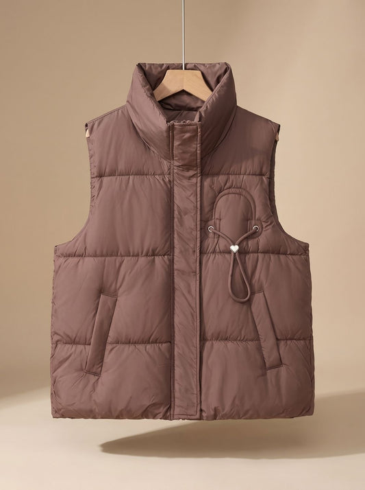 Leonie | Damen Steppweste Bodywarmer mit Stehkragen und Kordel-Herzdetail