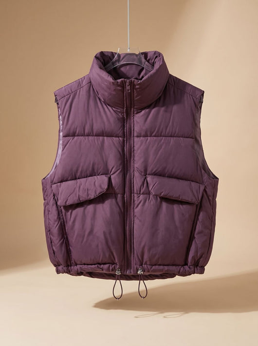 Sophie | Damen Steppweste Bodywarmer mit Stehkragen und Kordelzugsaum