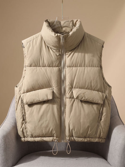Sophie | Damen Steppweste Bodywarmer mit Stehkragen und Kordelzugsaum