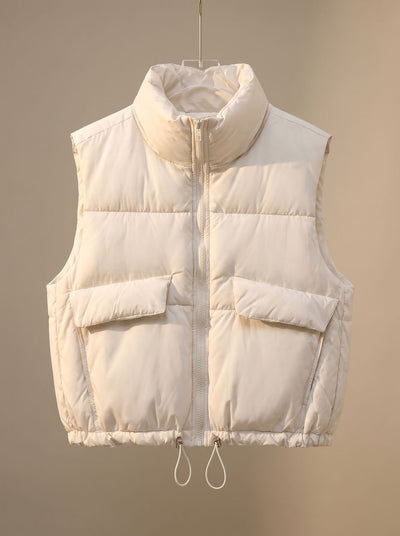 Sophie | Damen Steppweste Bodywarmer mit Stehkragen und Kordelzugsaum