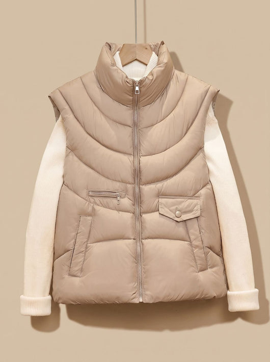 Greta | Damen Steppweste Bodywarmer mit Stehkragen und Multifunktionstaschen