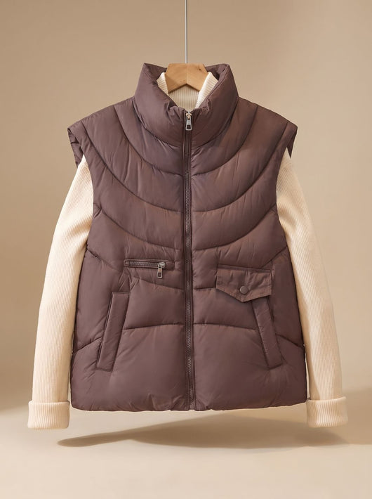 Greta | Damen Steppweste Bodywarmer mit Stehkragen und Multifunktionstaschen