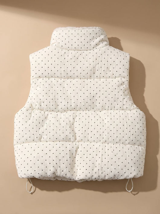 Marie | Damen Steppweste mit Teddyfutter Stehkragen Punkte Bodywarmer