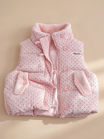 Marie | Damen Steppweste mit Teddyfutter Stehkragen Punkte Bodywarmer