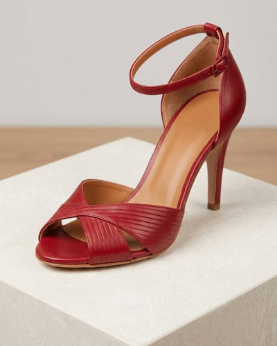 Johanna | Damen Stiletto-Absatz Komfortable Sandalen mit Knöchelriemen Open Toe