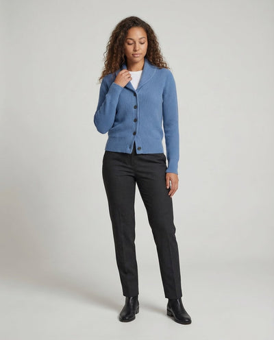 Frieda | Damen Strick-Cardigan mit Revers-Kragen Knopfleiste Langarm