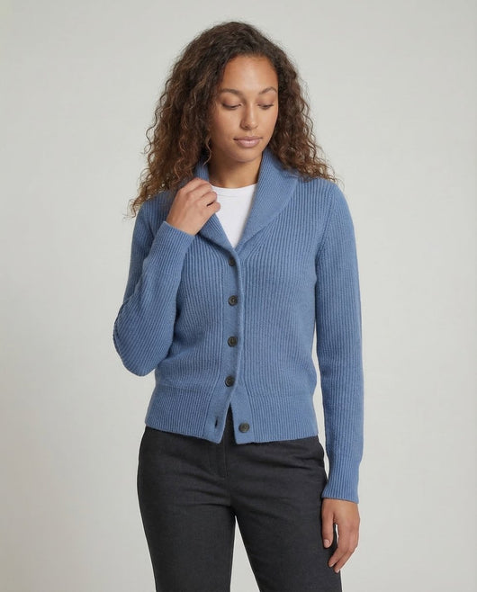 Frieda | Damen Strick-Cardigan mit Revers-Kragen Knopfleiste Langarm