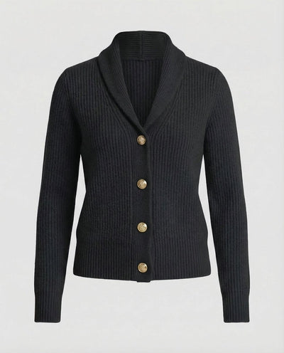 Frieda | Damen Strick-Cardigan mit Revers-Kragen Knopfleiste Langarm