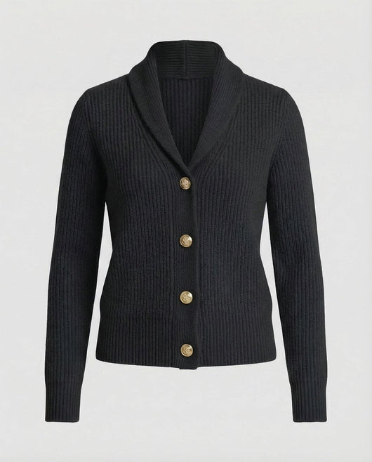 Frieda | Damen Strick-Cardigan mit Revers-Kragen Knopfleiste Langarm