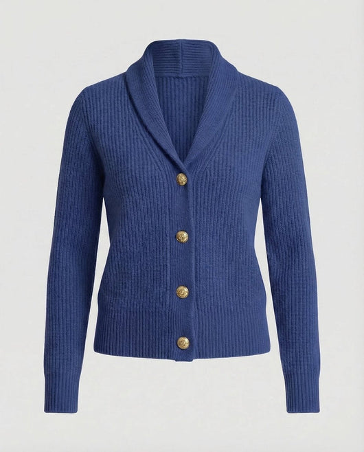 Frieda | Damen Strick-Cardigan mit Revers-Kragen Knopfleiste Langarm