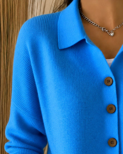 Nora | Damen Strickjacke mit Hemdkragen und Knopfleiste Relaxed Fit