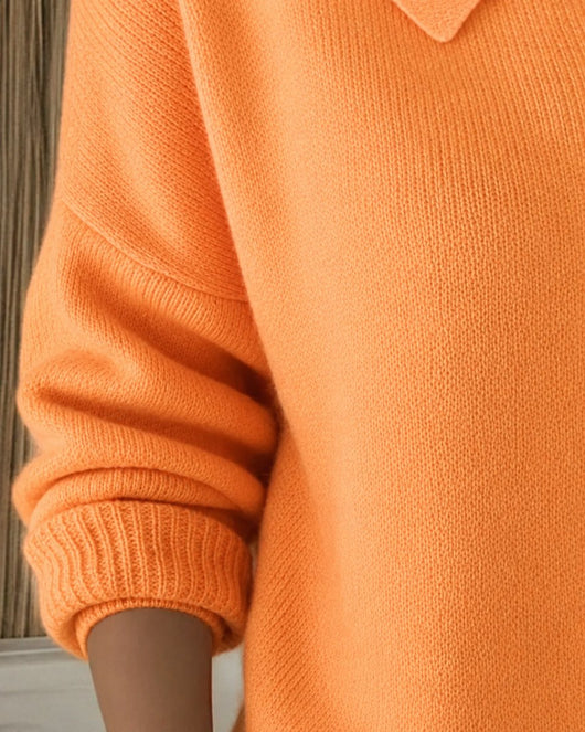 Nora | Damen Strickjacke mit Hemdkragen und Knopfleiste Relaxed Fit
