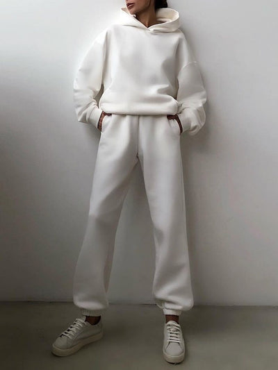 Amelie | Damen Strickpullover Hoodie Jogginghose Zweiteiler Loungewear Set