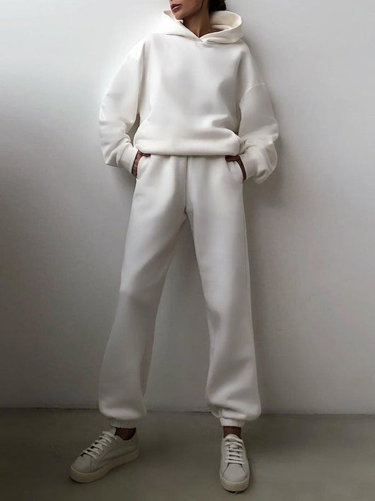 Amelie | Damen Strickpullover Hoodie Jogginghose Zweiteiler Loungewear Set
