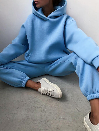 Amelie | Damen Strickpullover Hoodie Jogginghose Zweiteiler Loungewear Set