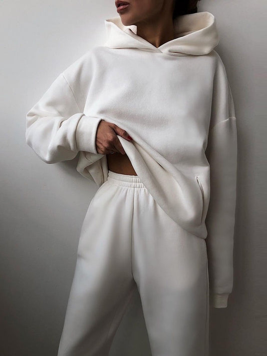 Amelie | Damen Strickpullover Hoodie Jogginghose Zweiteiler Loungewear Set