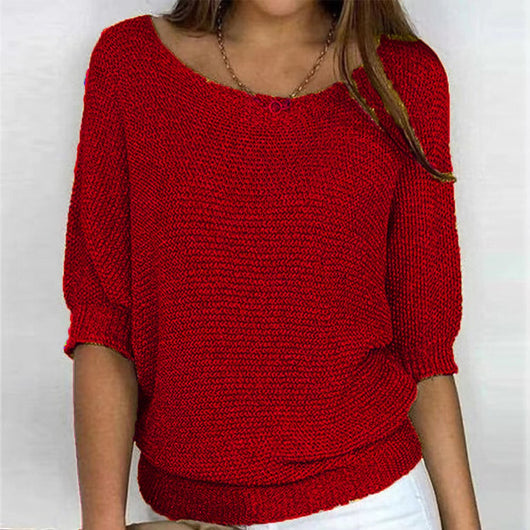 Lena | Damen Strickpullover Lässiger Oversize-Sweater mit Fledermausärmeln