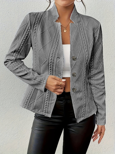 Lena | Damen Strukturierter Taillierter Langarm-Blazer mit Knopfleiste
