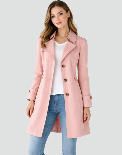 Nora | Damen Taillierter Klassischer Trench Coat Mittellanger Mantel