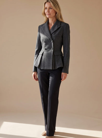 Greta | Damen Taillierter Peplum-Blazer Doppelreihig Langarm