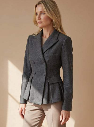 Greta | Damen Taillierter Peplum-Blazer Doppelreihig Langarm