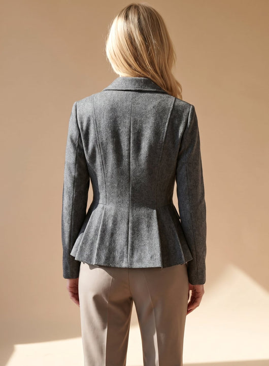 Greta | Damen Taillierter Peplum-Blazer Doppelreihig Langarm