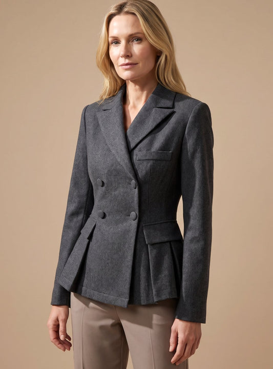 Greta | Damen Taillierter Peplum-Blazer Doppelreihig Langarm