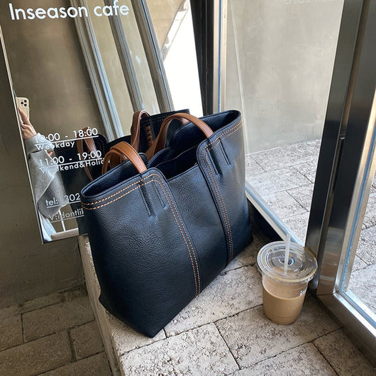 Leonie | Damen Tote Bag Minimalistische Kunstleder Schultertasche