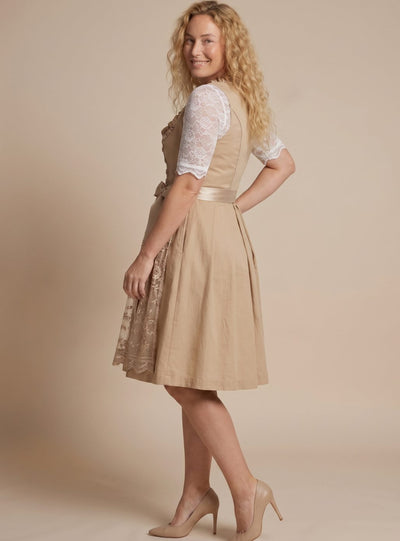 Clara | Damen Trachten-Dirndl Knielang Spitzenbluse Schnürung