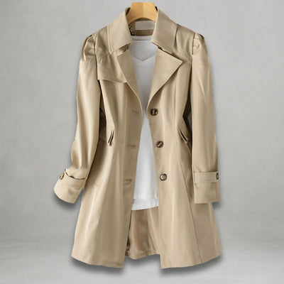 Katharina | Damen Trenchcoat eleganter Einreiher Baumwoll-Nylon-Mantel