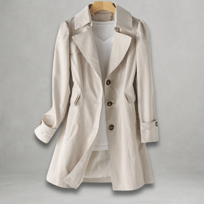 Katharina | Damen Trenchcoat eleganter Einreiher Baumwoll-Nylon-Mantel