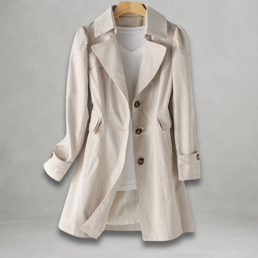 Katharina | Damen Trenchcoat eleganter Einreiher Baumwoll-Nylon-Mantel