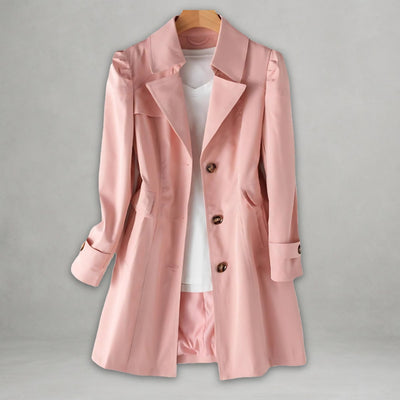 Katharina | Damen Trenchcoat eleganter Einreiher Baumwoll-Nylon-Mantel