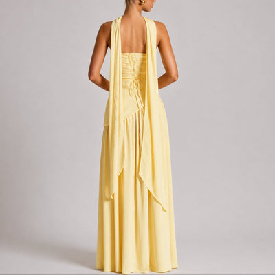 Charlotte | Damen Trägerloses Maxi-Kleid mit Schal Hochzeitskleid Gast Abendkleid