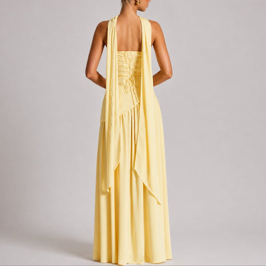 Charlotte | Damen Trägerloses Maxi-Kleid mit Schal Hochzeitskleid Gast Abendkleid