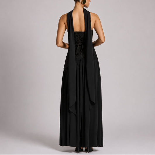 Charlotte | Damen Trägerloses Maxi-Kleid mit Schal Hochzeitskleid Gast Abendkleid