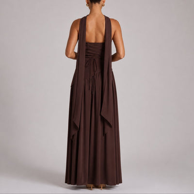 Charlotte | Damen Trägerloses Maxi-Kleid mit Schal Hochzeitskleid Gast Abendkleid