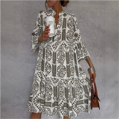 Mia | Damen Tunika-Kleid mit floralem Muster lockere Passform