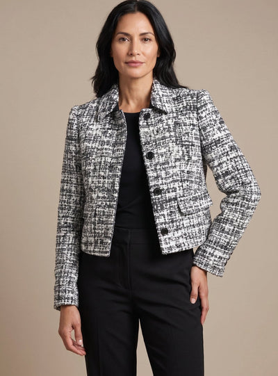 Frieda | Damen Tweed Zweiteiler Langarm Blazer Weithose Set