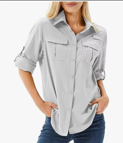 Sophie | Damen UPF 50 Langarm Wander-Bluse Safari Hemd Aufrollbare Ärmel
