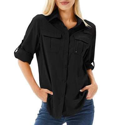 Sophie | Damen UPF 50 Langarm Wander-Bluse Safari Hemd Aufrollbare Ärmel