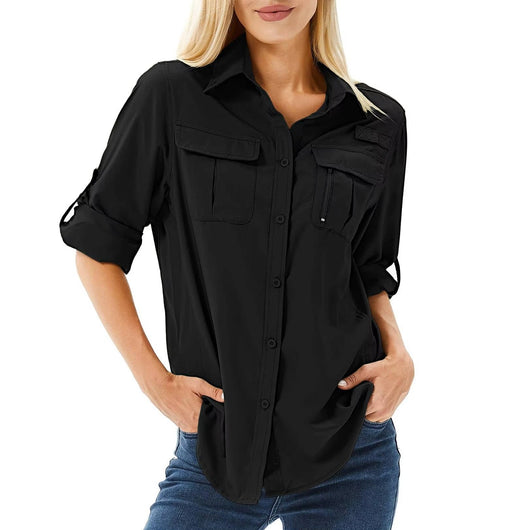 Sophie | Damen UPF 50 Langarm Wander-Bluse Safari Hemd Aufrollbare Ärmel