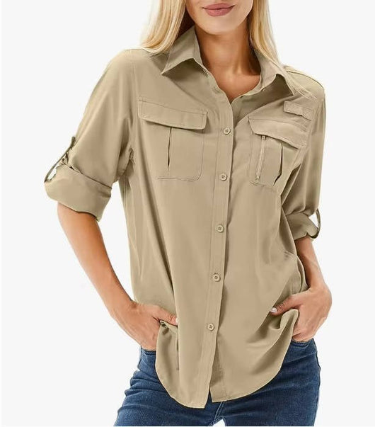 Sophie | Damen UPF 50 Langarm Wander-Bluse Safari Hemd Aufrollbare Ärmel