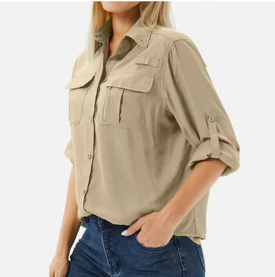Sophie | Damen UPF 50 Langarm Wander-Bluse Safari Hemd Aufrollbare Ärmel