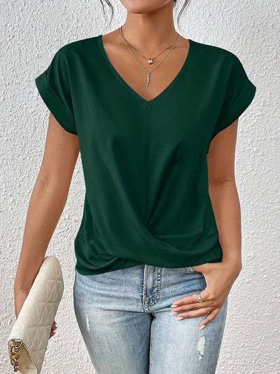 Sophie | Damen V-Ausschnitt Kurzarm Shirt mit Twist-Detail