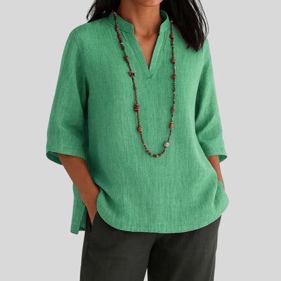 Leonie | Damen V-Ausschnitt Relaxed-Fit 3/4-Arm Tunika