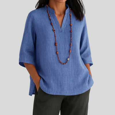Leonie | Damen V-Ausschnitt Relaxed-Fit 3/4-Arm Tunika