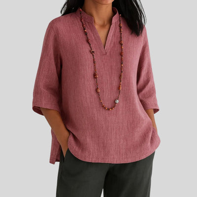 Leonie | Damen V-Ausschnitt Relaxed-Fit 3/4-Arm Tunika