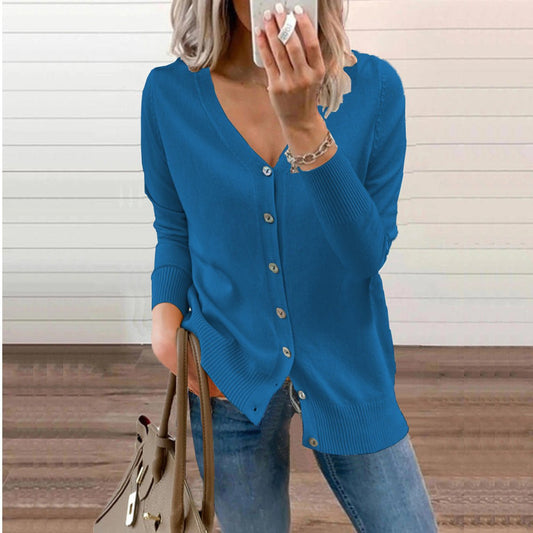 Amelie | Damen V-Ausschnitt Strickjacke Langarm Cardigan mit Knöpfen