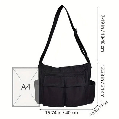 Emilia | Damen Vintage Canvas Tote Bag große Schultertasche mit Seitentaschen